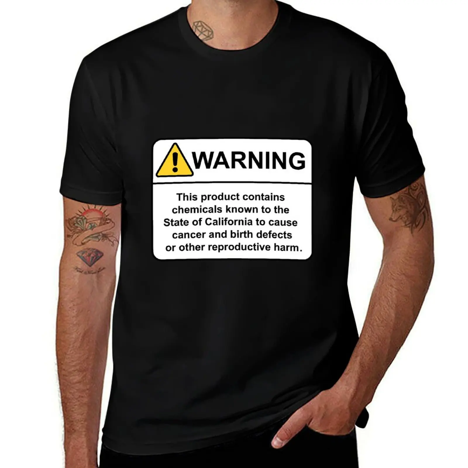 California Prop 65 Warning Sign T-Shirt man t shirts for men casual T-Shirt