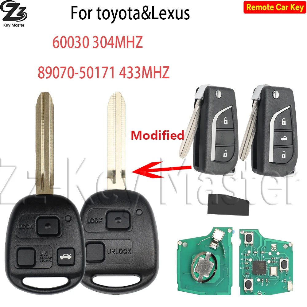 

Zz 304 МГц 60030 89070-50171 433 МГц 4C/67 ЧИП ДИСТАНЦИОННЫЙ КЛЮЧ Для Toyota Lexus landcruiser Corolla Prado rav4 Lx470 Hiace 2002-2009