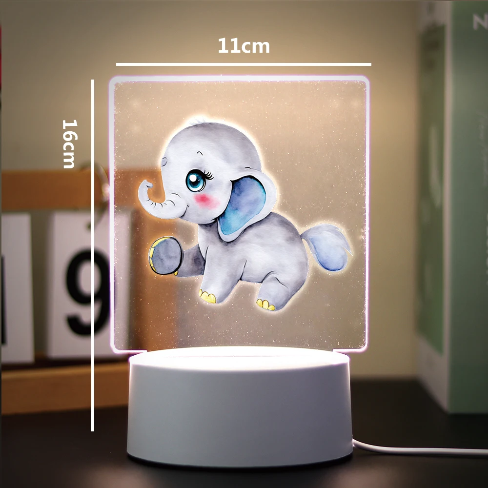 elephant 3D Led Night Lamp Table Lamp  3D Night Light With Black Base For Bedroom Decor Light Kids Night Light