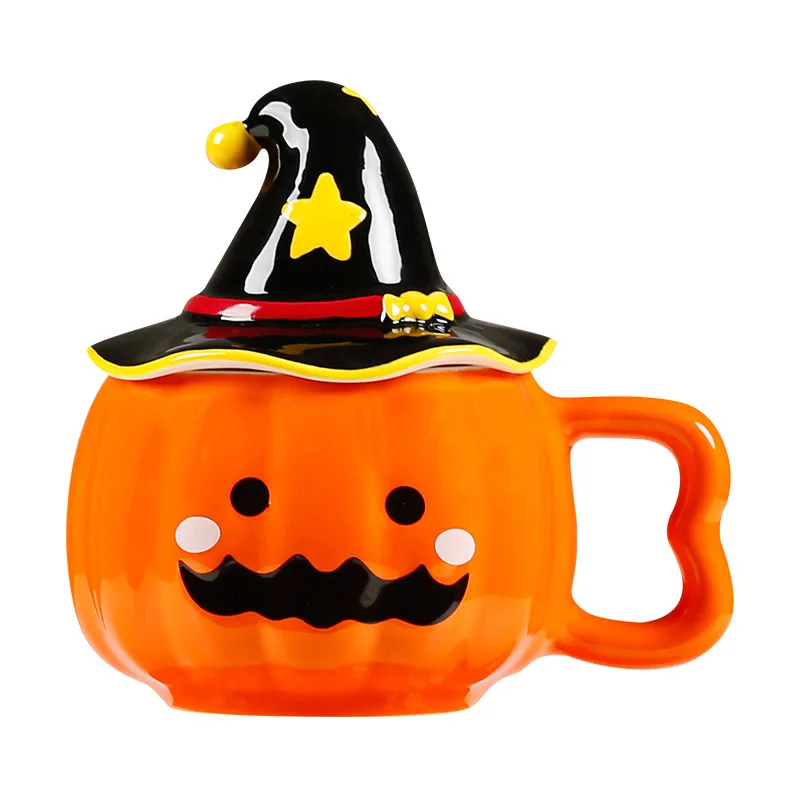 

Pumpkin Magic Ceramic Mug Funny Mug with Lid Halloween Orange Pumpkin Mug Ceramic Coffee Mug Water Cup