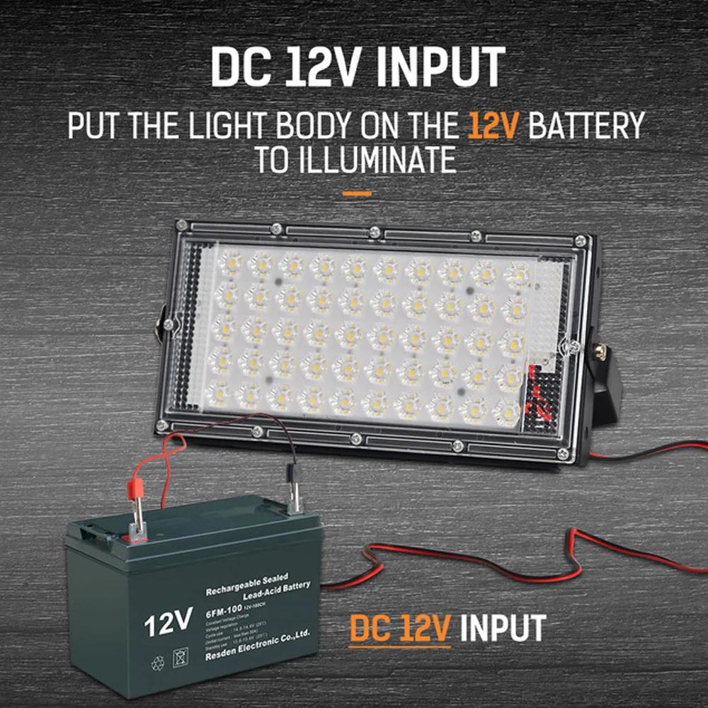 Pop LED Floodlights 50/100W Waterproof Led White DC 12V /RGB AC 220V Flood Light Street Lamp Emergency Outdoor Lighting Illumina