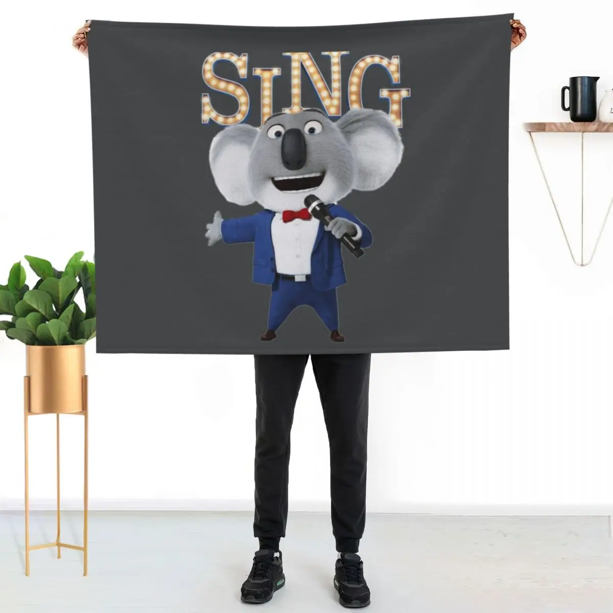 Buster Moon from SING movie Throw Blanket Giant Sofa blankets and throws Blankets For Sofas Stuffeds Quilt Vintage Blankets