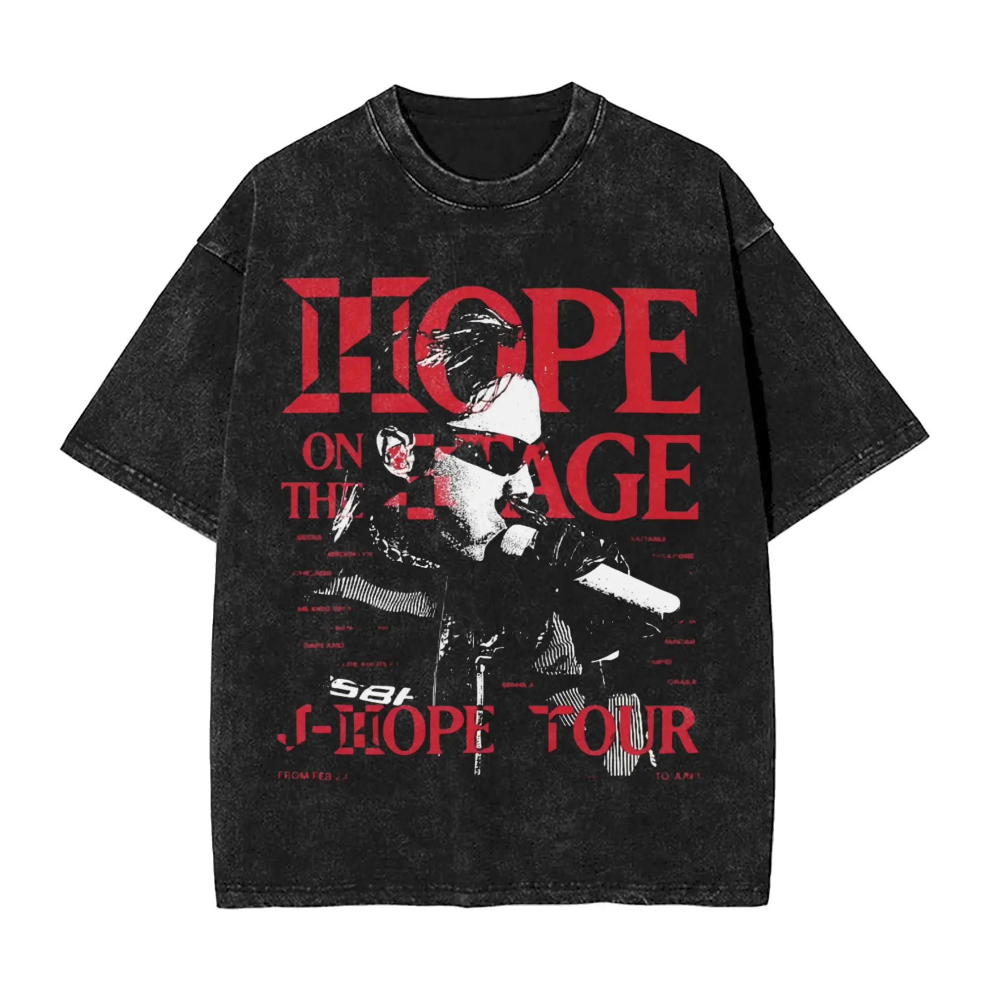 J-Hope Hope On The Stage Tour 2025 Washed Shirt Apparel Harajuku T-Shirts Kpop SInger BAnd Men Women Tees