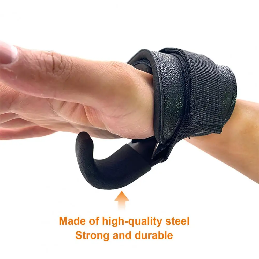 Leather Weight Lifting Hook Gym Fitness Weightlifting Non-slip Heavy Duty Steel Strong Load Capacity Wrist Strap Hook  Pull-up