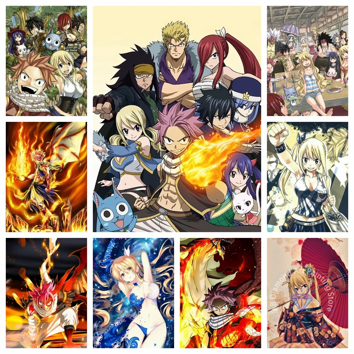 

Japanese Anime Fairy Tail 5D DIY AB Diamond Painting Cross Stitch Cartoon Mosaic Embroidery Home Decoration Children's Gift