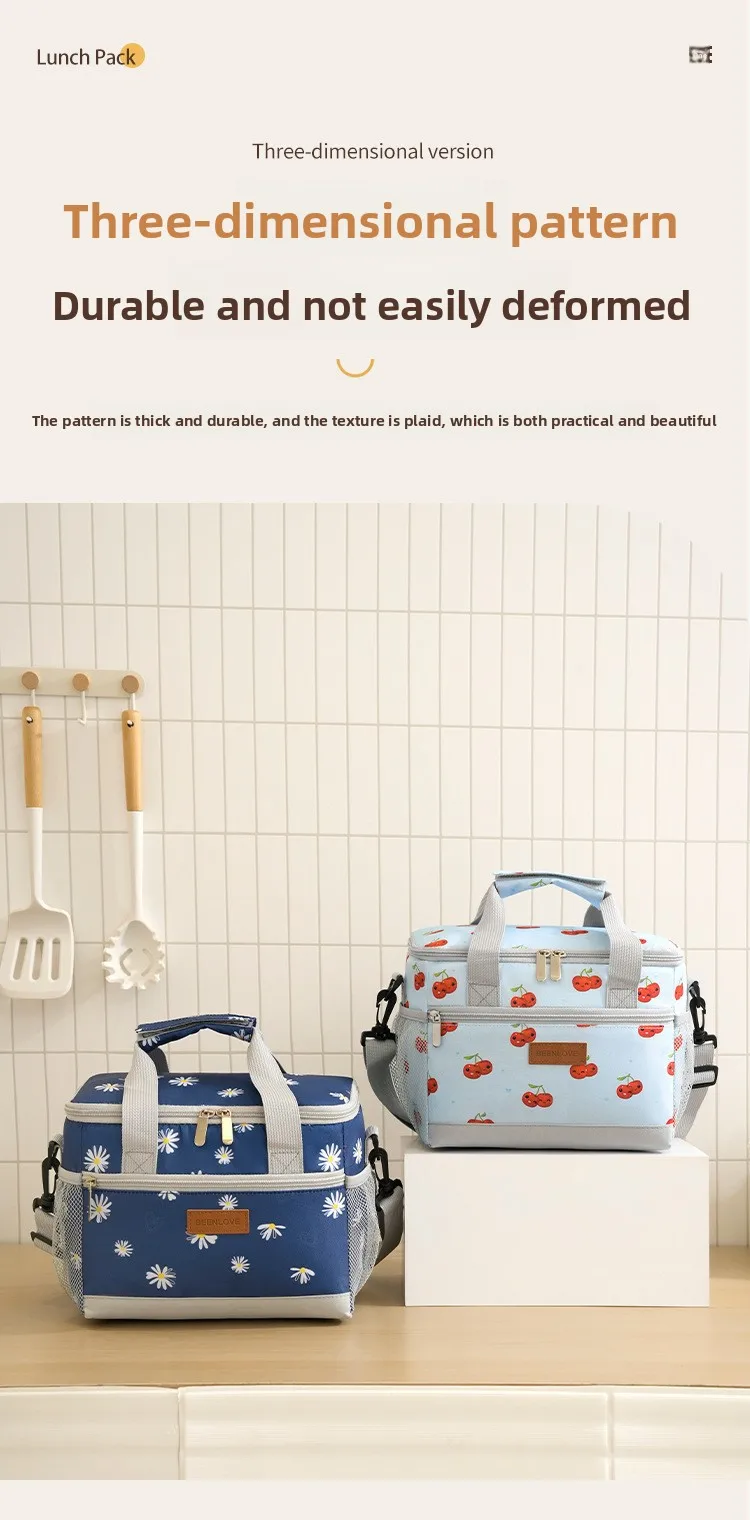 Tragbare Oxford Isolierte Kühltasche Wasserdichte Thermotasche Große Kapazität Schulter-Lebensmitteltasche für Picknick Camping Arbeit Reisen – Detail 7