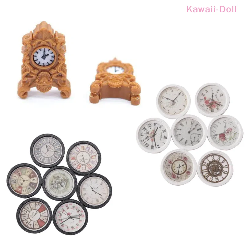 

[DO]1:12 Scale Dollhouse Miniature Vintage Style Clocks Table & Floor Clock For Doll House Decor DIY Accessories[DO]