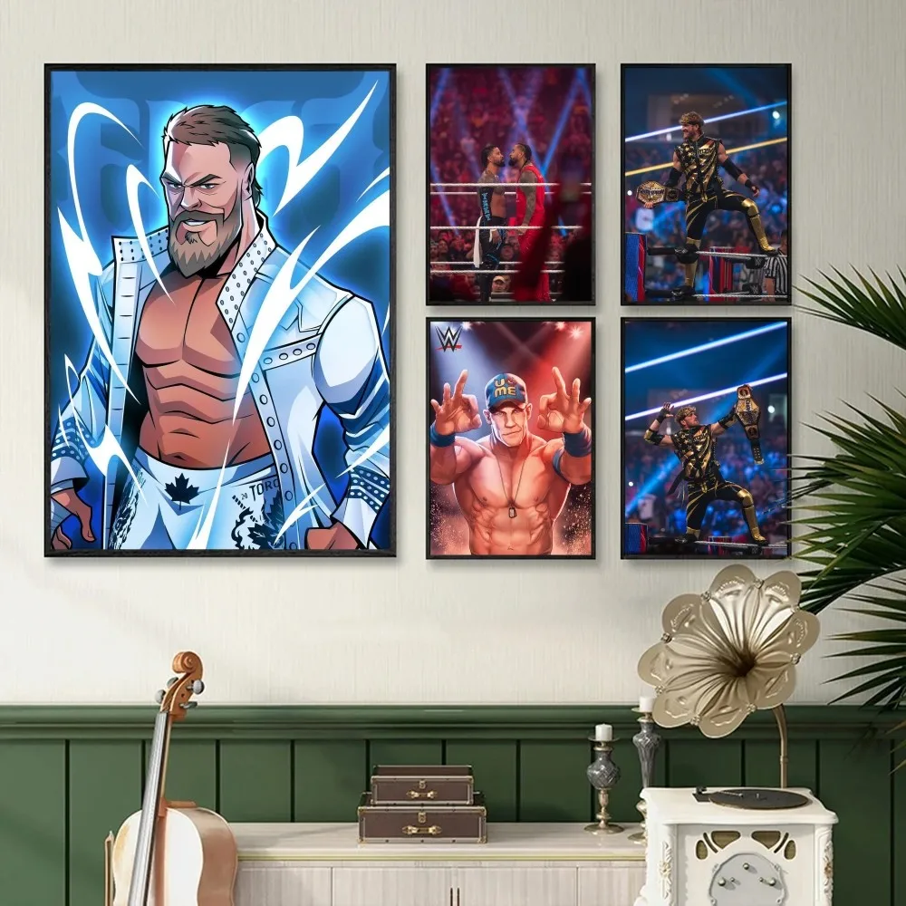 1PC World Wrestling Wwe Poster Self-adhesive Art Waterproof Paper Sticker Coffee House Bar Room Wall Decor