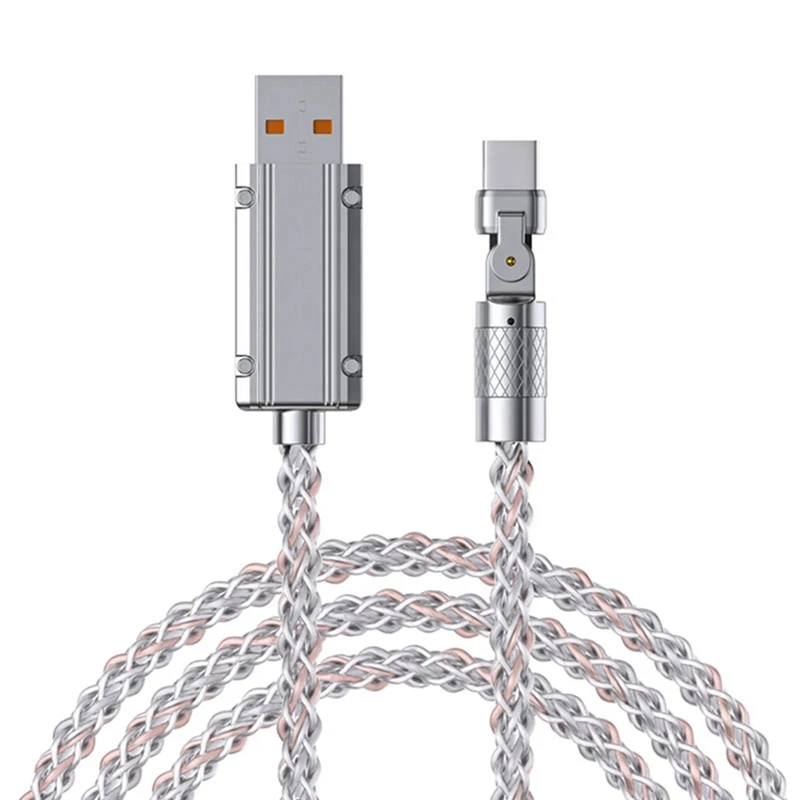 180 °   Girar cabo carregador brilhante rgb 6a 120w cabos de carregamento rápido para cabo de fio do telefone móvel 1m fácil de usar tipo porta c