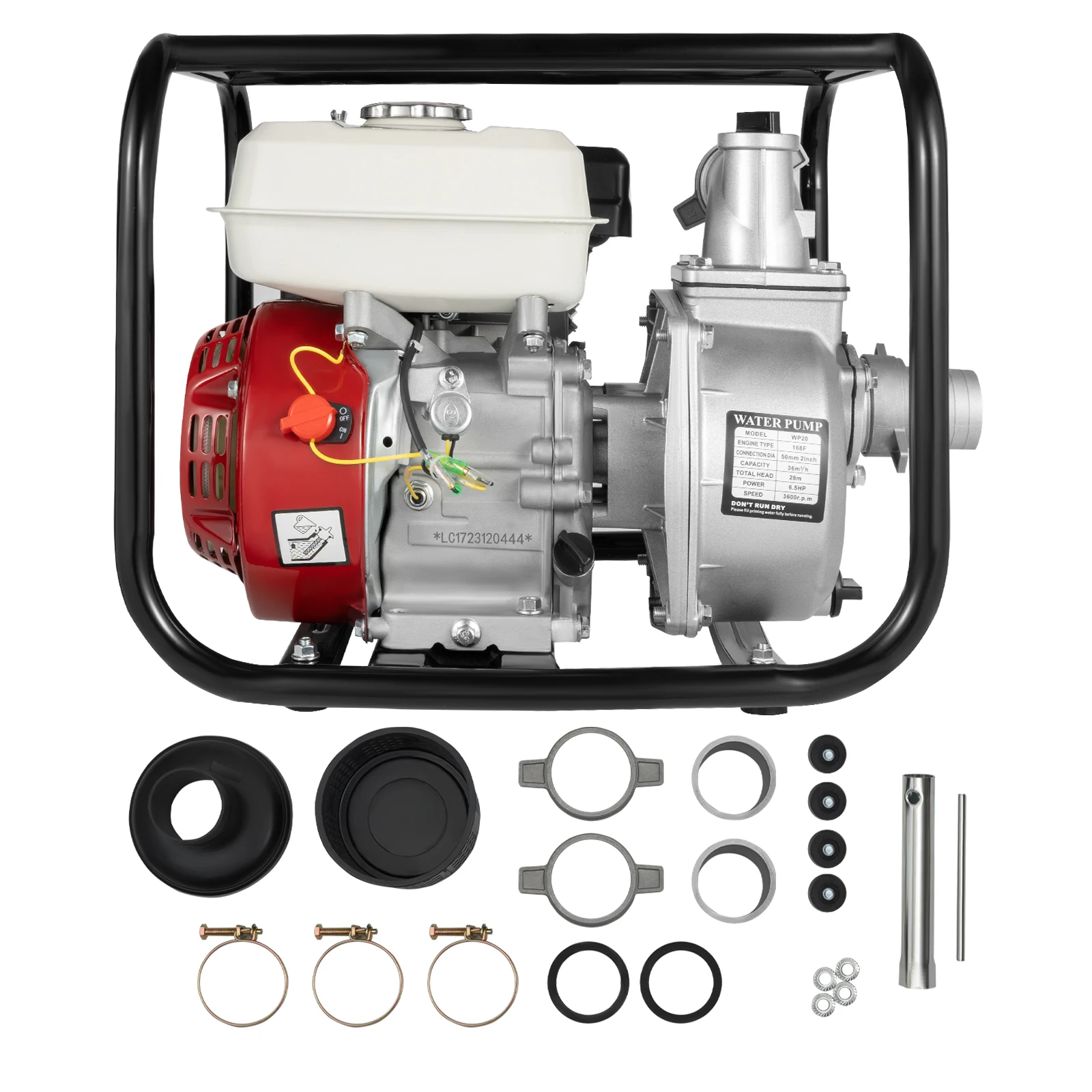 6.5HP Gasoline Water Pump 210CC 4-Stroke Single-Cylinder Manual Start Irrigation Transfer Pump with OHV Engine 4.8KW 3600RPM