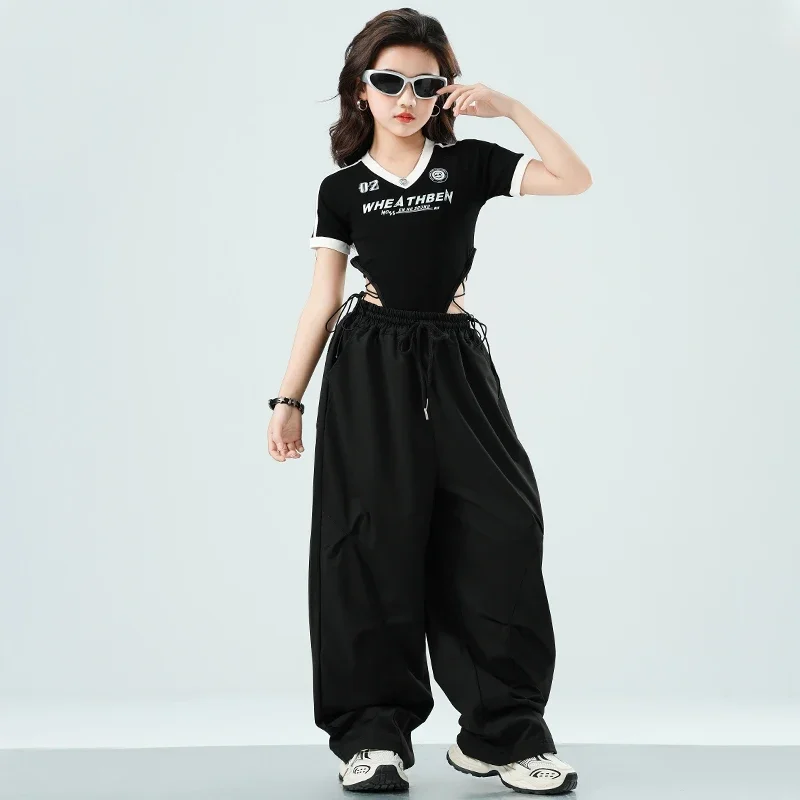 Teenager Hip Hop Kleidung Mädchen K-pop Crop Top Street Dance Cargo Hosen Kinder Streetwear Kinder Jazz Cheerleader Kleidung Set