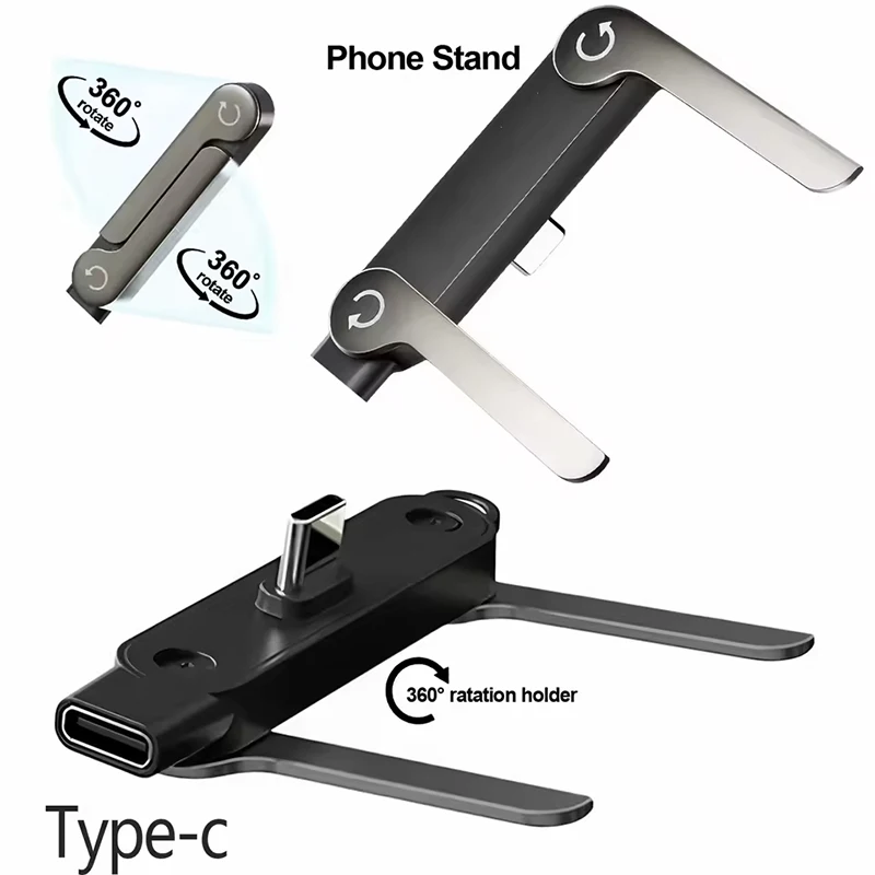 Flat Type C Phone Charging Bracket Adapter 240W Fast Charging Support OTG Foldable Desktop Mount Stand for Mobile Phone Tablet