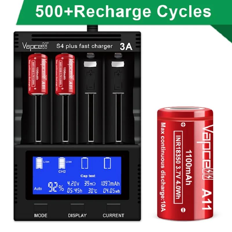 Original Vapcell 1100 a11 3,7 mah max 10a Entlade leistung 4,0 V inr18350 Wh Lithium batterie für Taschenlampe spielzeug wiederauf ladbar
