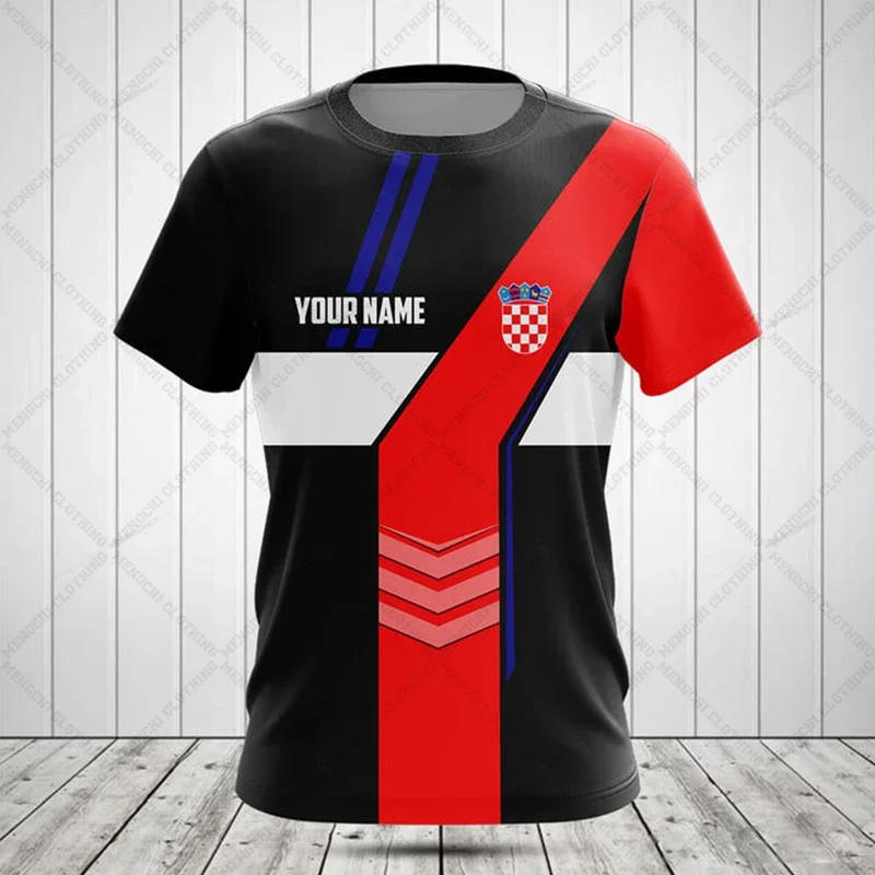 Croatia National Emblem Printing Cool Flag Fashion New Casual Men's And Women's Round Neck Short Sleeve Oversized Sports T-shirt