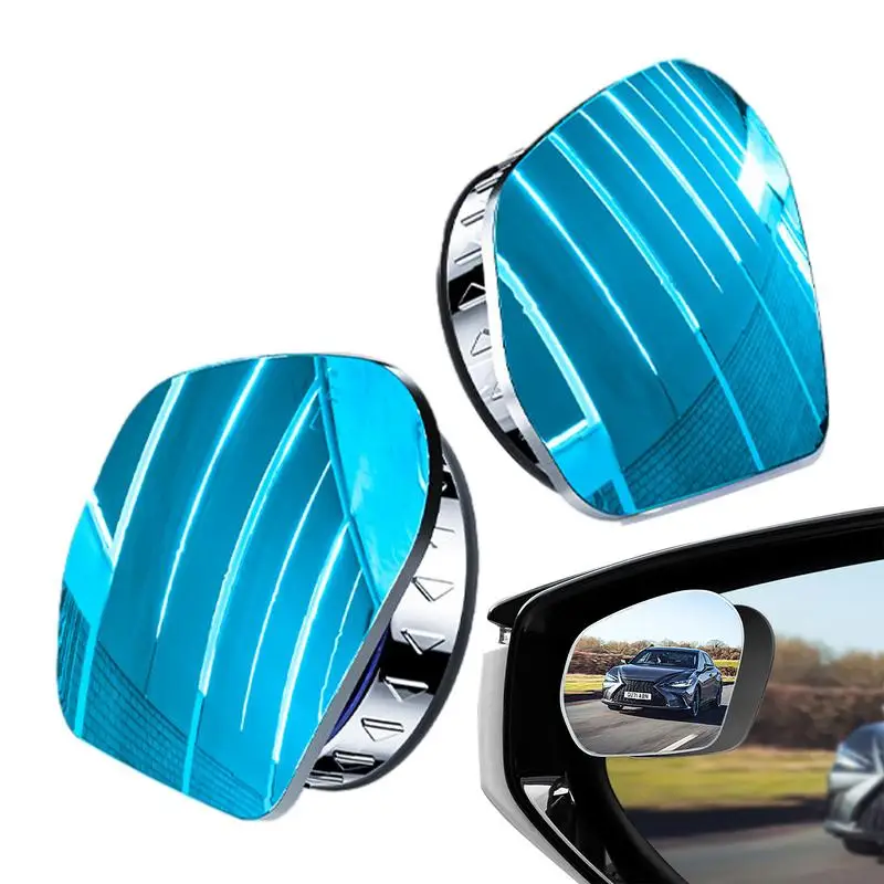 2Pcs Round Frame Convex Blind Spot Mirror 360 Degrees Adjustable Wide Angle Side Mirror Blindspot Suction Cup Reversing Mirror