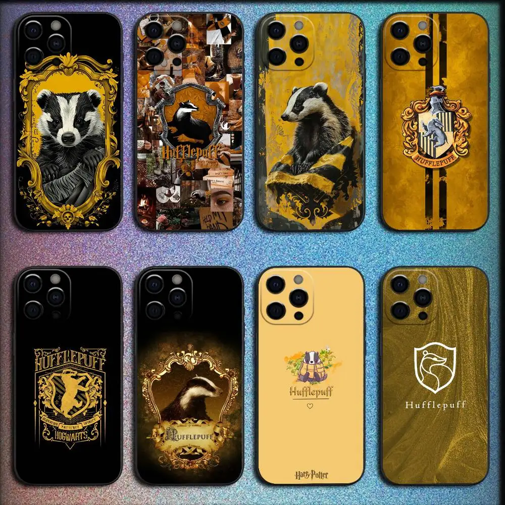 

Cool H-Hufflepuff Crest Phone Case For iPhone 16,15,14,13,12,11,Pro,XS,Max,XR,Plus,E,Mini Shockproof Black Cover