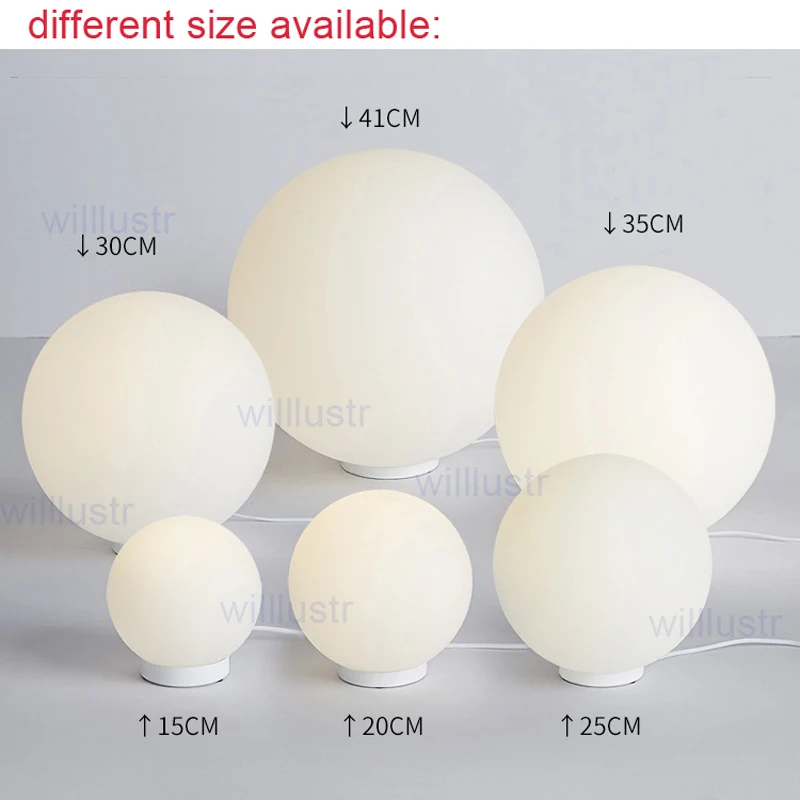 Modern LED Round Ball Table Lamp Frosted Milk White Global Glass Shade Dioscuri Hotel Bedroom Sofa Bed Side bedside Desk Light image 3