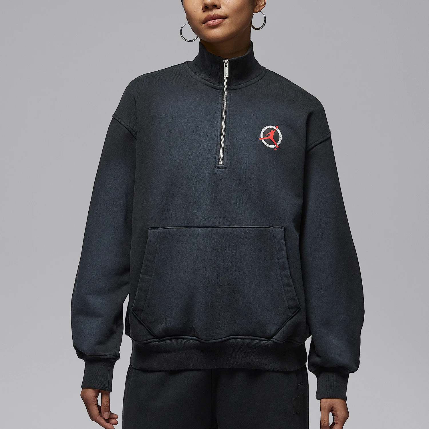Nike Authentic Spring Autumn Women's Half-Zip Retro Fashion Long Sleeve Hoodie IO9532-010