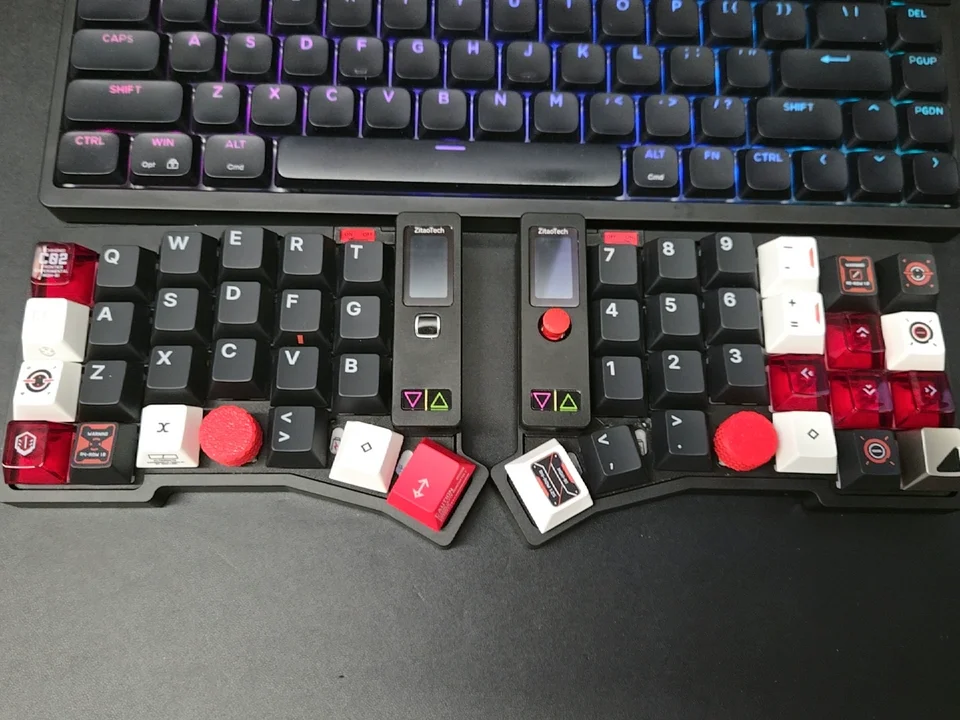 New Dual Knob Keyboard Corne Multi Functional Red Dot Keypoint Bluetooth Wireless Keyboard CNC Trackball/screen/dual Knob Zmk