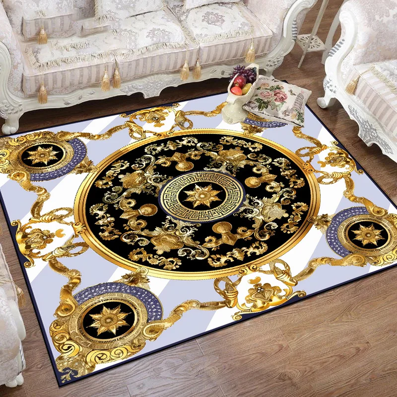 Luxurious Golden Carpets for Living Room European Decoration Sofa Table Area Rugs Bedroom Decor Anti-slip Mat Ковер Tapete Tapis