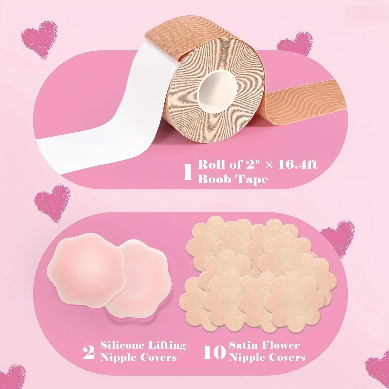 Boob Tape,Breast Lift Tape,Body Tape for Breast Lift,Lift & Support Lingerie Set/Stick-On Nipple Covers & Bob Tape for Large Bre