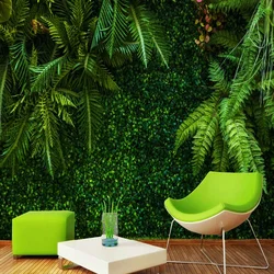 Personalizado 3d papel de parede floresta tropical folhas verdes murais restaurante café sala estar tv decoração casa fundo pintura murais