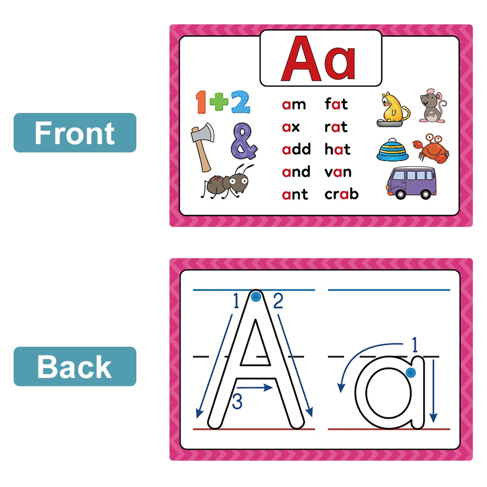 Jouets éducatifs pour enfants, apprentissage des cartes Flash abc avec le stylo raisonnable, pratique d'écriture, 26 mots de l'alphabet, CVC