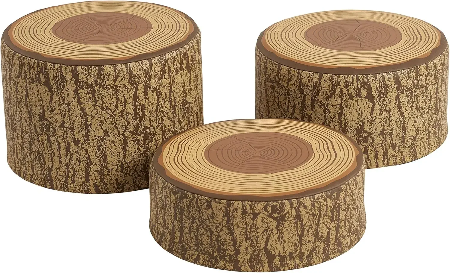 SoftZone Tree Stump Stool Set, Flexible Seating, Chocolate, 3-Piece