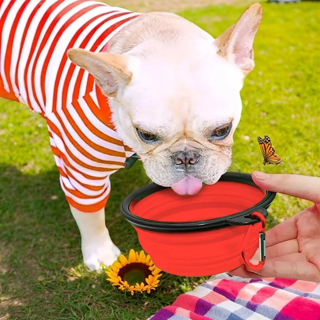Silicone Collapsible Pet Bowl Portable Travel Feeder Carabiner‑Equipped Food Water Container For DogCat Outdoor Camping Supplies