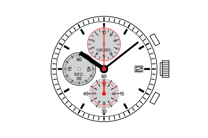 Movimento YM9G movimento Epson YM9GA serie YM movimento al quarzo YM9GA dimensioni: 12''6 lancette 6.9.12 piccoli secondi/data display alle 3:00