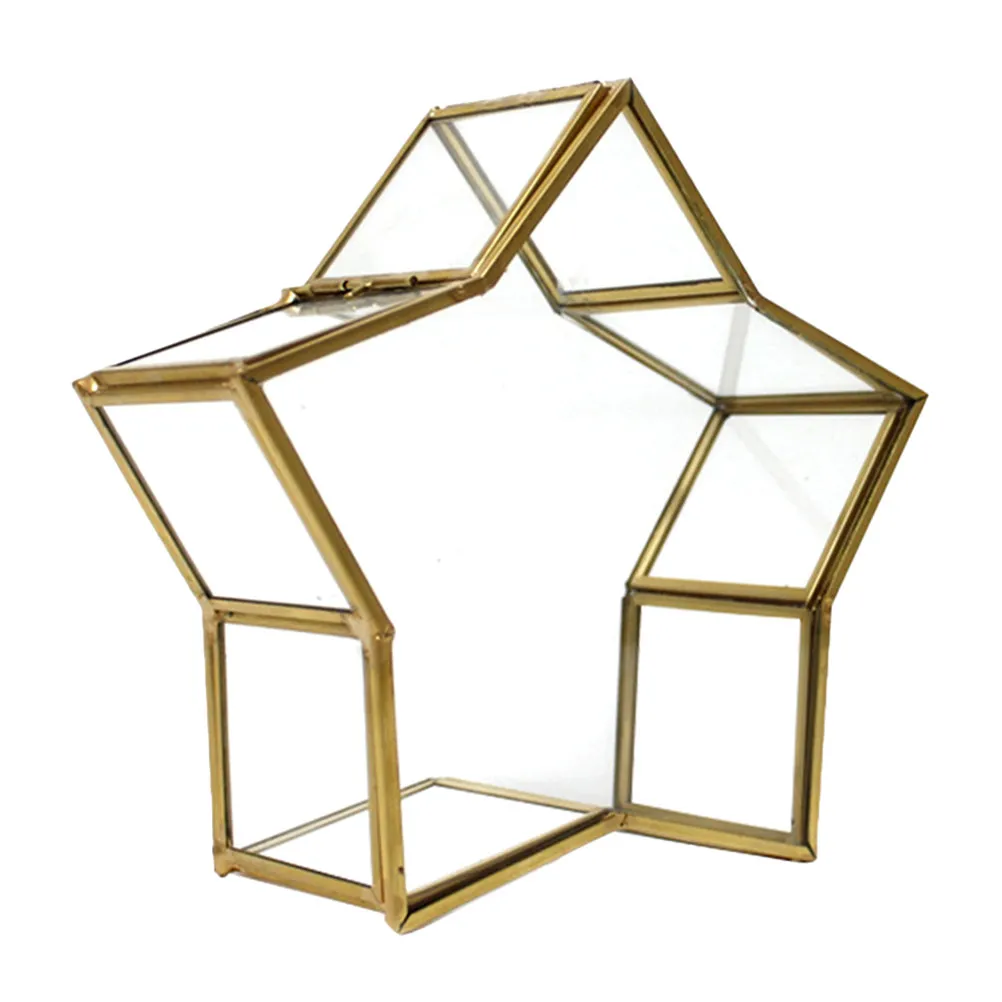 

Star Shaped Glass Jewelry Box with Lid Elegant Transparent Display Case for Small Accessories Origami Wishing Bottle Memory Jar