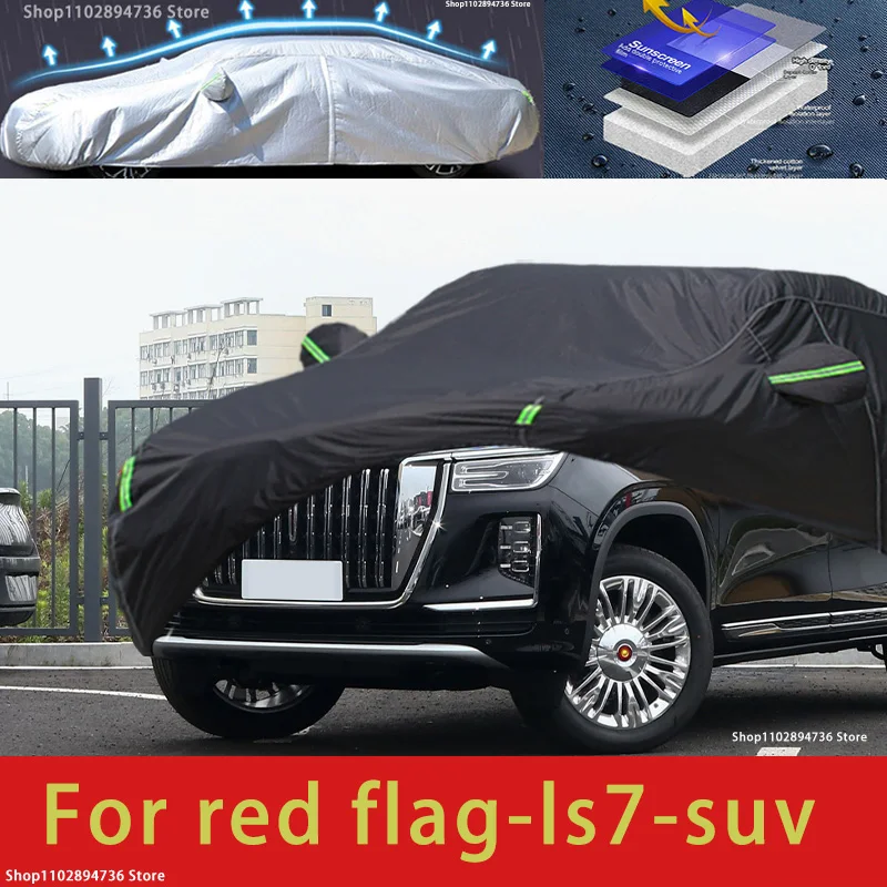 

For Red flag ls7 Fit Outdoor Protection Car Covers Snow Cover Sunshade Waterproof Dustproof Exterior black car cover