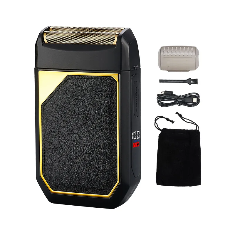 

Водонепроницаемая электрическая бритва двойного назначения для влажной и сухой бритвы, короткий триммер для бороды на лице, перезаряжаемая сетчатая бритва для мужчин