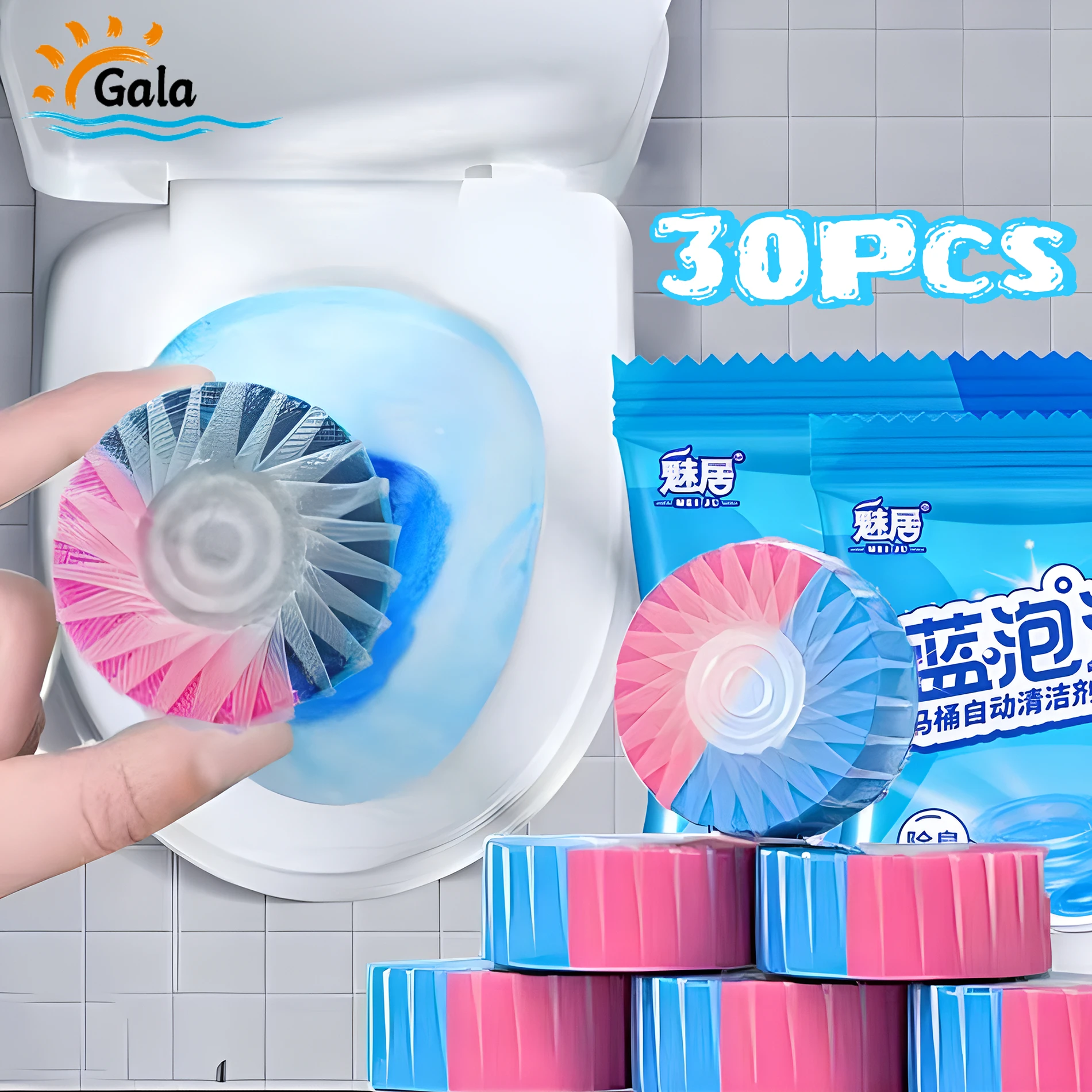 2024 New Gala 30Pcs Superpower Automatic Toilet Bowl Cleaner Tablets - Continuous Release Technology, Long-Lasting Freshness