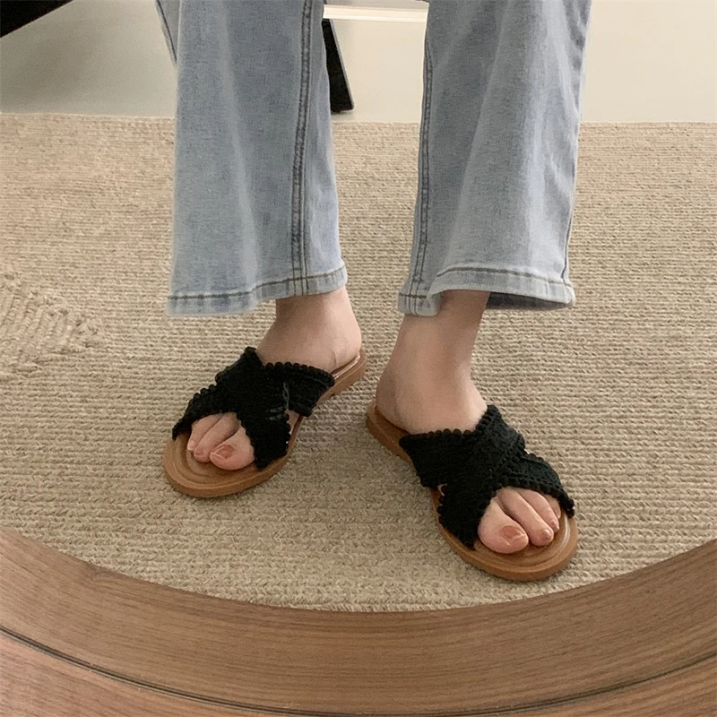 Flat Bottom Non-slip Wear-resistant Lightweight Comfortable Casual Fashion Solid Color Simple Summer New Slippers Zapatos Mujer