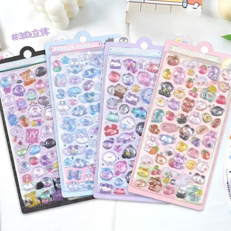 1 pc 3D Relief Stickers Scrapbooking Creative Candy Ghost Rabbit Drop Diy Diary Stationery Sticker Decor Cute Aesthetic Stickers