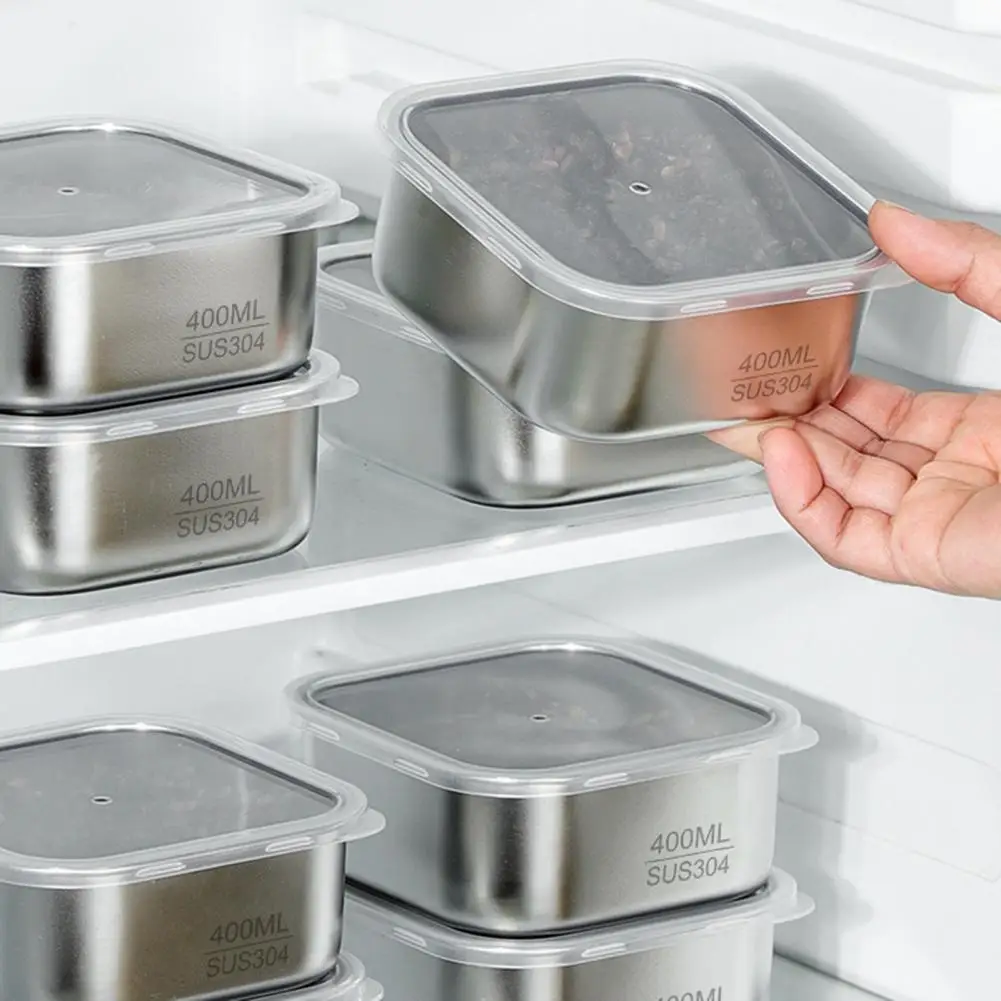 13.5oz Stainless Steel Lunch Box Meal Prep with Clear Airtight Lid Microwave Safe Portable Food Storage Box for Diet Management