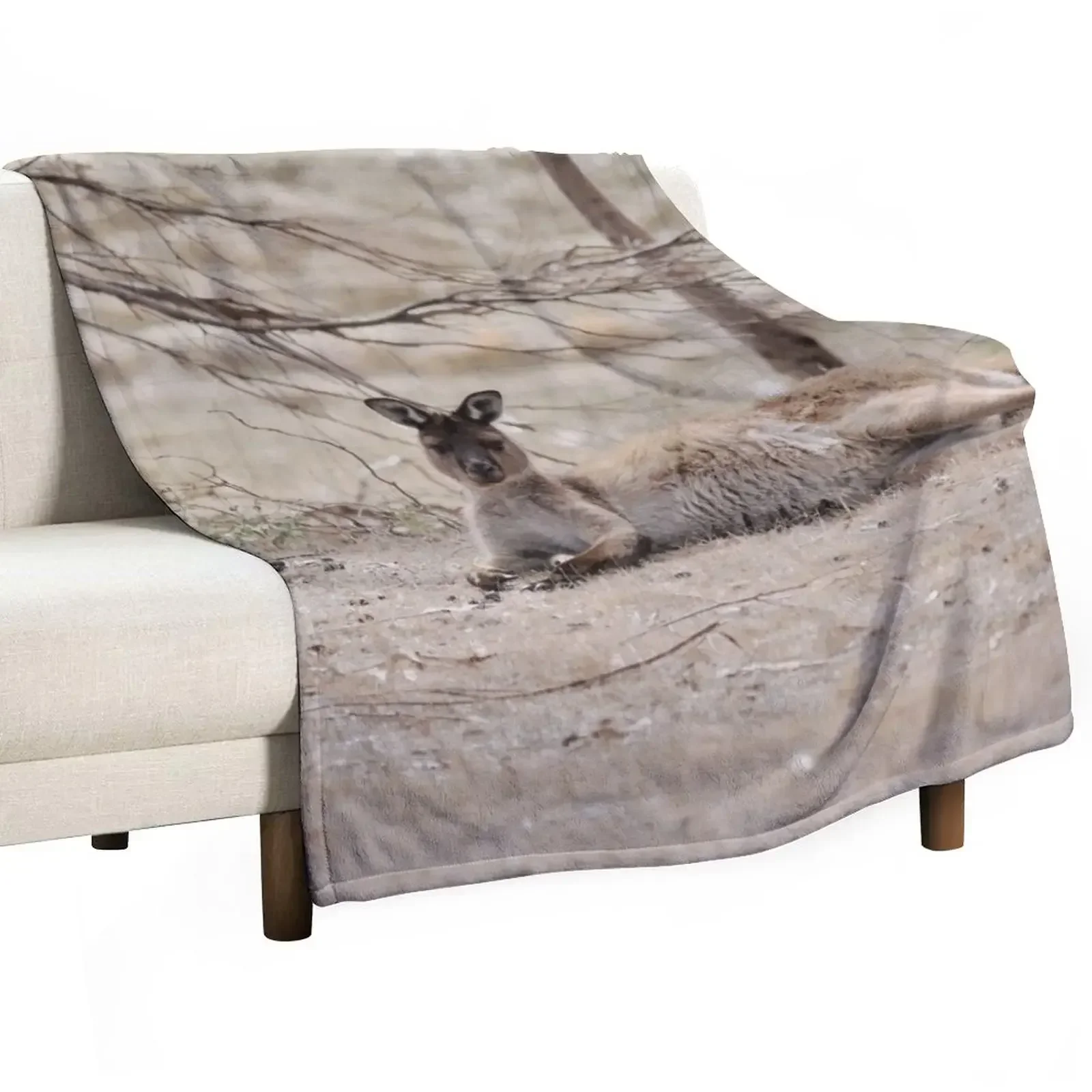 Wild Kangaroo Throw Blanket manga Furry Picnic Blankets