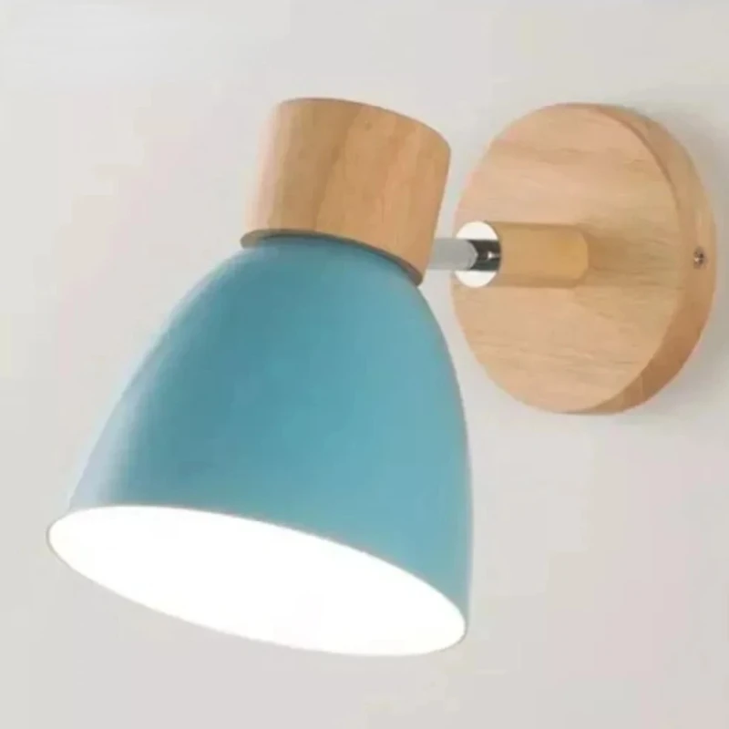 

Nordic Modern Wall Lamp Creative Colorful Wooden Light Indoor Living Room Bedsides Cafe Bedsides Bedroom LED Wall Sconce Fixture