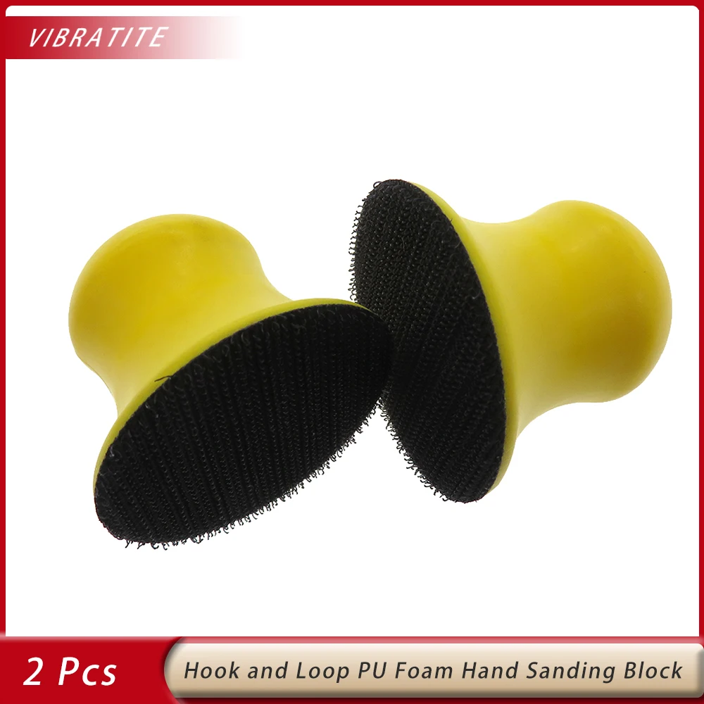 2 Pcs 2 Inch Hand Sanding Block PU Foam Material Polishing Tools Accessory Hook and Loop Quick Change Abrasive Tool