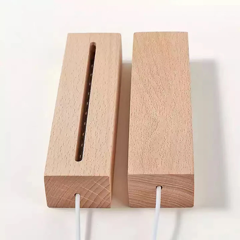 5mm Acrylic Led Base Wooden 3D Night Lights Display Stand with Led Lights USB AAA Batteries Powered for Plexiglass Arts Lamps