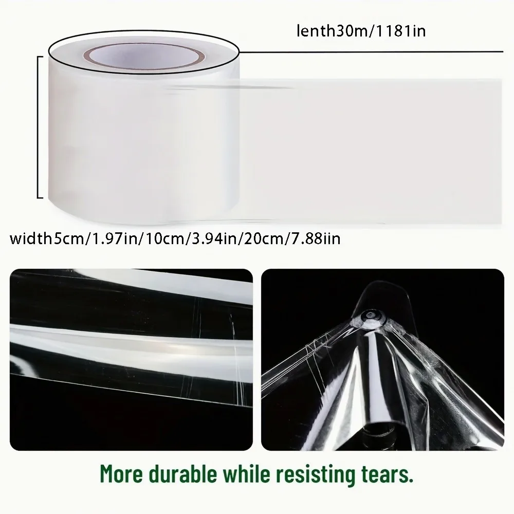 Greenhouse Repair Tape 98.43ft, Clear Plastic Film Patch Tape for Polyethylene, UV Resistant Strong Adhesive Greenhouse