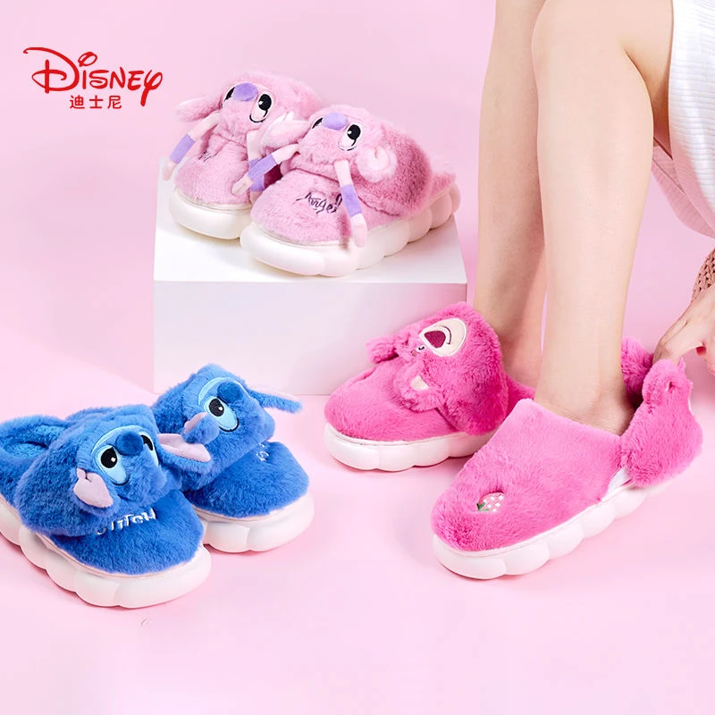 

Lilo and Stitch Disney Two Way Cotton Slippers Anime Character Lotso Accessories Women's Kawaii Plush Home Non Slip Slippers