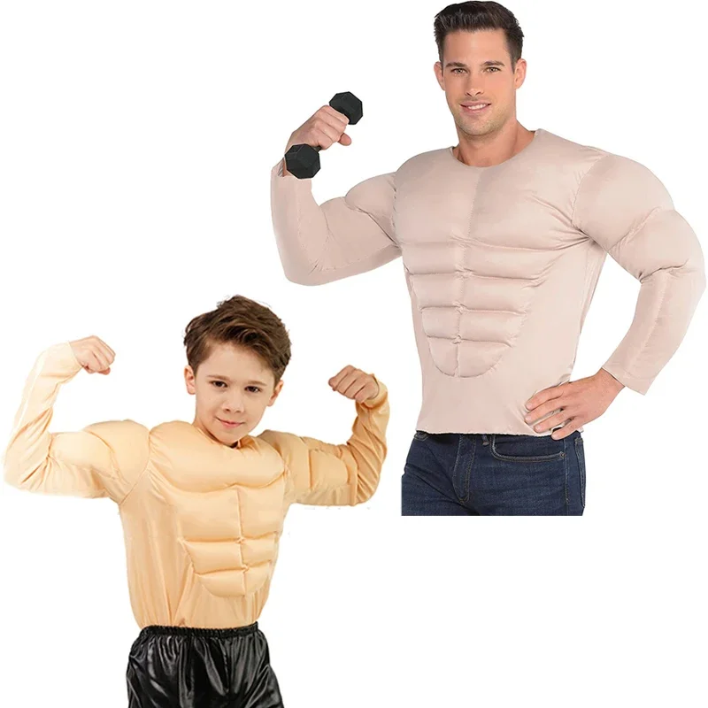 Halloween Muscle Tops Kind Kostuum Kids Vest Pakken Jongens Cosplay Borst Shirt Outfits Voor Nieuwjaarsgeschenken Purim Party Kleding