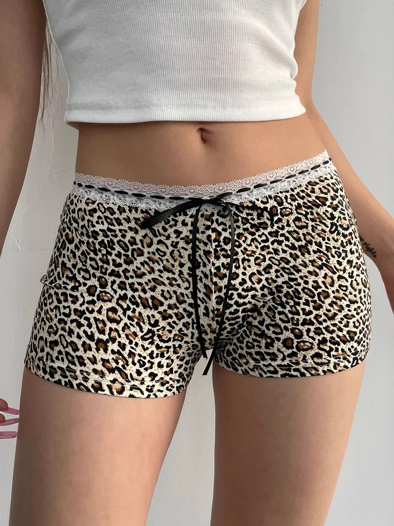 

Сексуальные кружевные облегающие брюки с леопардовым принтом, женские сексуальные кружевные облегающие летние повседневные брюки с эластичной резинкой на талии