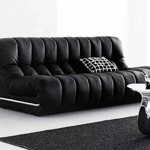 

Medieval style piano keys serpentine leather art sofa stainless steel retro