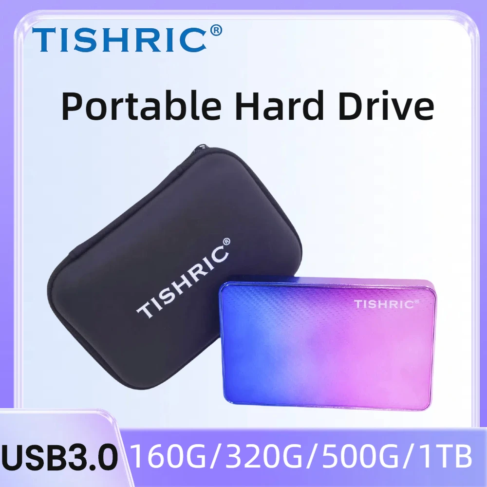 

TISHRIC 2.5" Portable External Hard Drive (250GB/320GB/500GB/1TB) – USB 3.0 HDD for PC, Laptop, TV, PS4, Xbox | Gradient Color