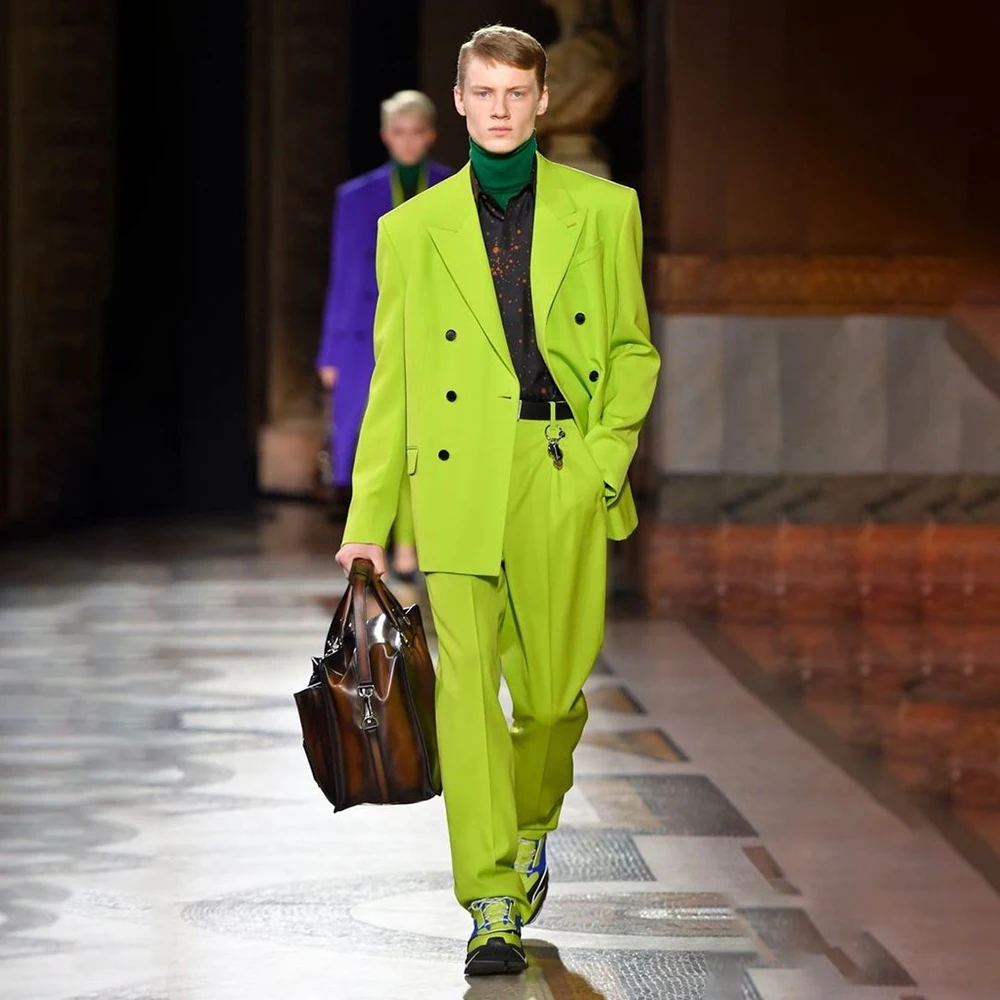 

Formal Double Breasted Men's Suits High Quality Double Breasted Peak Lapel Male Clothing Luxury 2 Piece Jacket Pants Outfits