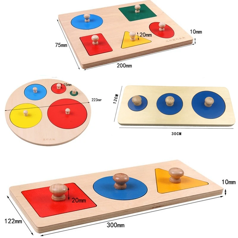 Montessori Toys Wooden Geometric Shapes Sorting Math Colorful Preschool Learning Educational Game Baby Toddler Puzzle Toys
