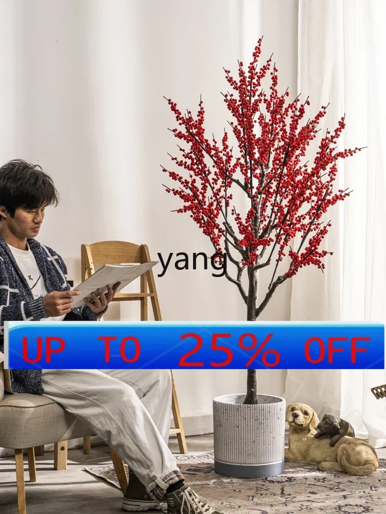 

LMM Large Simulation Persimmon Apple Holly Fruit Tree Fake Trees Floor Green Plant Pot